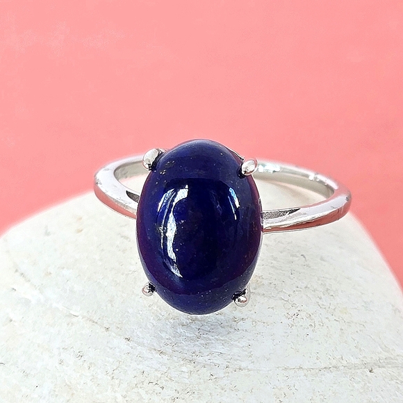 Natural Lapis Lazuli 925 Sterling Silver Ring - Picture 2 of 8